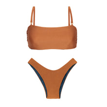 Carregar imagem no visualizador da galeria, Product Front: Rio De Sol Set Set Nocciola Bandeau-Reto High-Leg
