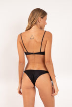Carregar imagem no visualizador da galeria, Model Back: Rio De Sol Set Set Shimmer-Black Balconet-Tie Cheeky-Tie-Gold