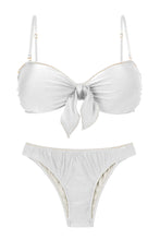 Carregar imagem no visualizador da galeria, Product Front: Rio De Sol Set Set Shimmer-White Bandeau-Knot Essential
