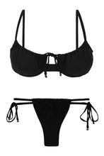 Carregar imagem no visualizador da galeria, Product Front: Rio De Sol Set Set Dots-Black Balconet-Tie Pipa