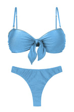 Carregar imagem no visualizador da galeria, Product Front: Rio De Sol Set Set Shimmer-Baltic-Sea Bandeau-Knot Nice-Fio