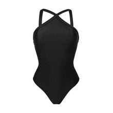 Carregar imagem no visualizador da galeria, Product Front: Rio De Sol Maiô Shimmer-Black High-Neck
