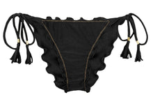 Carregar imagem no visualizador da galeria, Product Front: Rio De Sol Calcinha Bottom Shimmer-Black Frufru-Comfy
