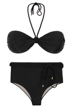 Carregar imagem no visualizador da galeria, Product Front: Rio De Sol Set Set Shimmer-Black Twist Belted-High-Waist