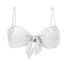 Carregar imagem no visualizador da galeria, Product Front: Rio De Sol Soutien Top Shimmer-White Bandeau-Knot