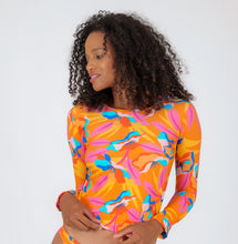 Carregar imagem no visualizador da galeria, Gallery: Rio De Sol Soutien Top Orange-Bloom Rash-Guard
