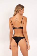 Carregar imagem no visualizador da galeria, Model Back: Rio De Sol Set Set Shimmer-Black Balconet-Tie Cheeky-Tie-Gold
