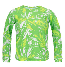 Carregar imagem no visualizador da galeria, Product Front: Rio De Sol Soutien Top Green-Palms Rash-Guard
