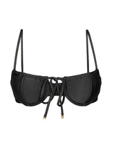 Carregar imagem no visualizador da galeria, Product Front: Rio De Sol Soutien Top Shimmer-Black Balconet-Tie
