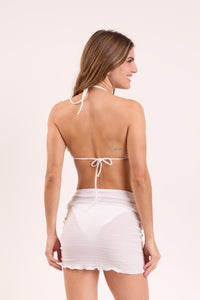 Memphis-White Mini Skirt Ruched