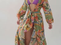 Carregar e reproduzir vídeo no visualizador da Galeria, Video: Rio De Sol Vestido De Praia Tropical Long Dress Verona
