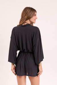 Image 08: Rio De Sol Caftans / Saida De Praia Black Kimono