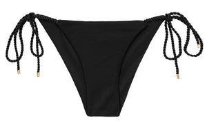 Product Front: Rio De Sol Calcinha Bottom Shimmer-Black Cheeky-Rope