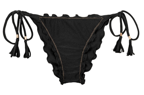 Product Front: Rio De Sol Calcinha Bottom Shimmer-Black Frufru