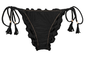 Product Front: Rio De Sol Calcinha Bottom Shimmer-Black Frufru
