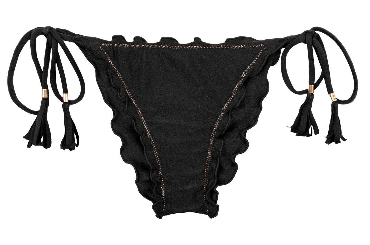 Product Front: Rio De Sol Calcinha Bottom Shimmer-Black Frufru