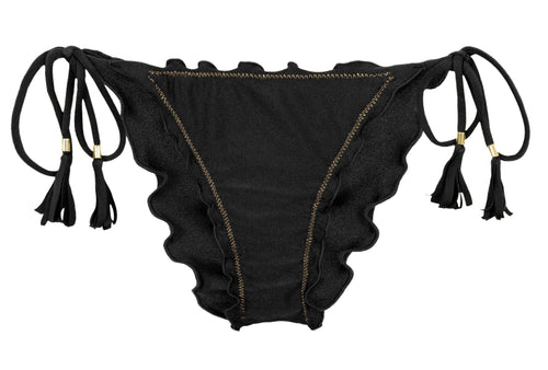 Product Front: Rio De Sol Calcinha Bottom Shimmer-Black Frufru-Comfy