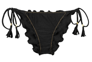 Product Front: Rio De Sol Calcinha Bottom Shimmer-Black Frufru-Comfy