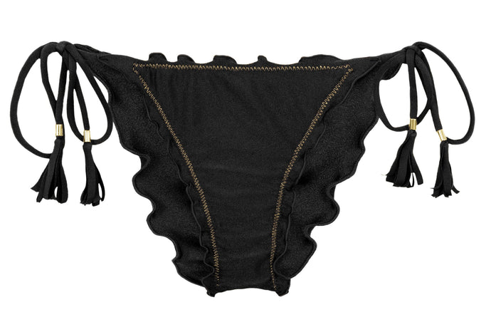 Product Front: Rio De Sol Calcinha Bottom Shimmer-Black Frufru-Comfy