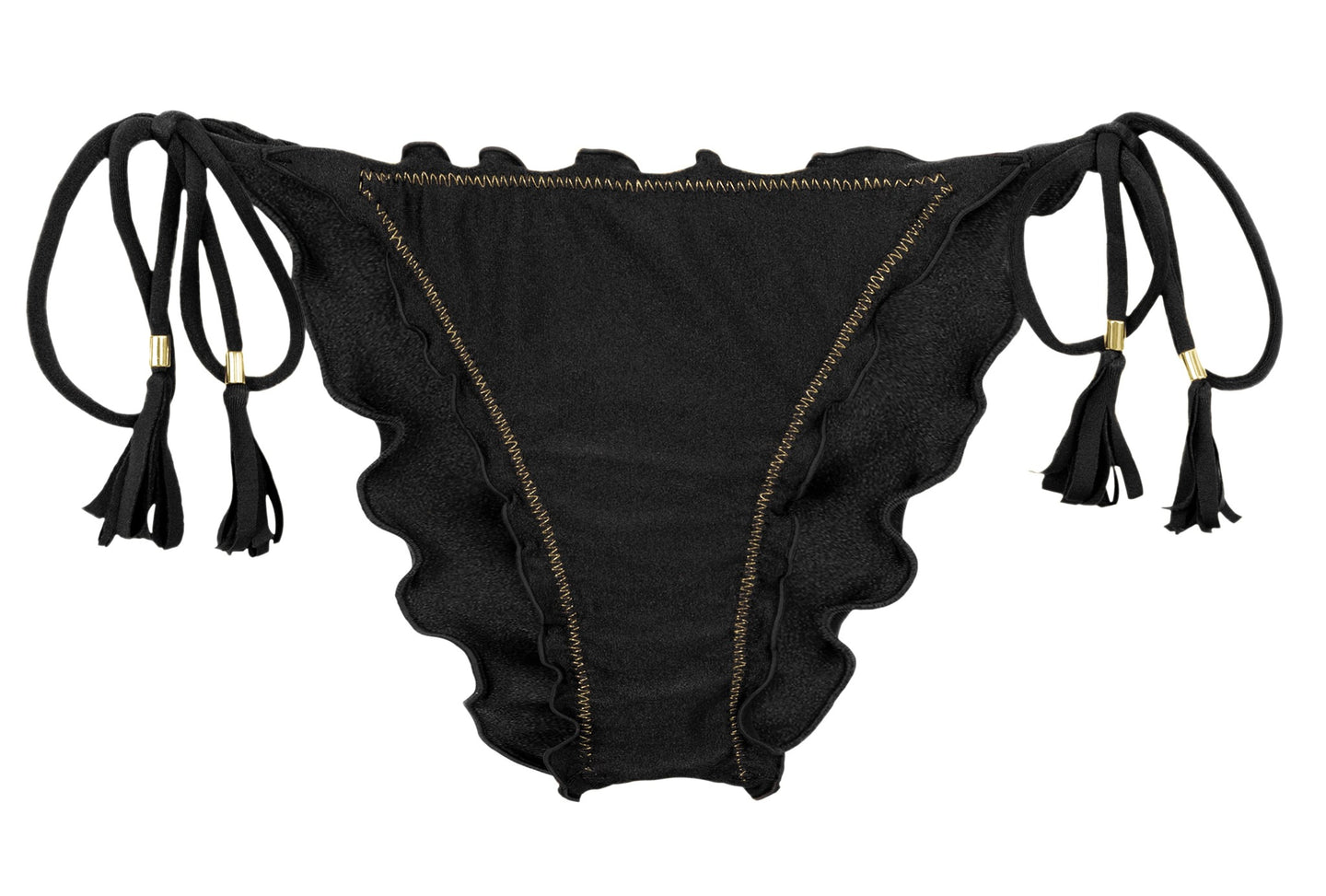 Product Front: Rio De Sol Calcinha Bottom Shimmer-Black Frufru-Comfy