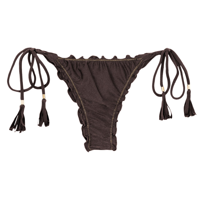 Product Front: Rio De Sol Calcinha Bottom Shimmer-Coffee Frufru-Fio