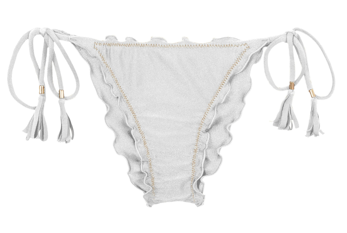 Product Front: Rio De Sol Calcinha Bottom Shimmer-White Frufru