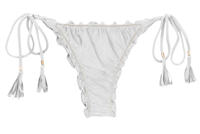 Product Front: Rio De Sol Calcinha Bottom Shimmer-White Frufru-Fio