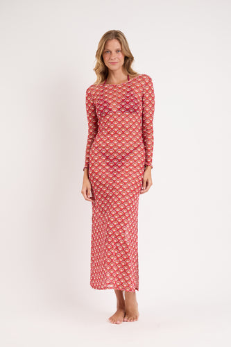 Model Front: Rio De Sol Vestido De Praia Floral-Scales Dress Lucy