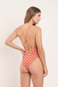 Model Back: Rio De Sol Maiô Floral-Scales Sunny