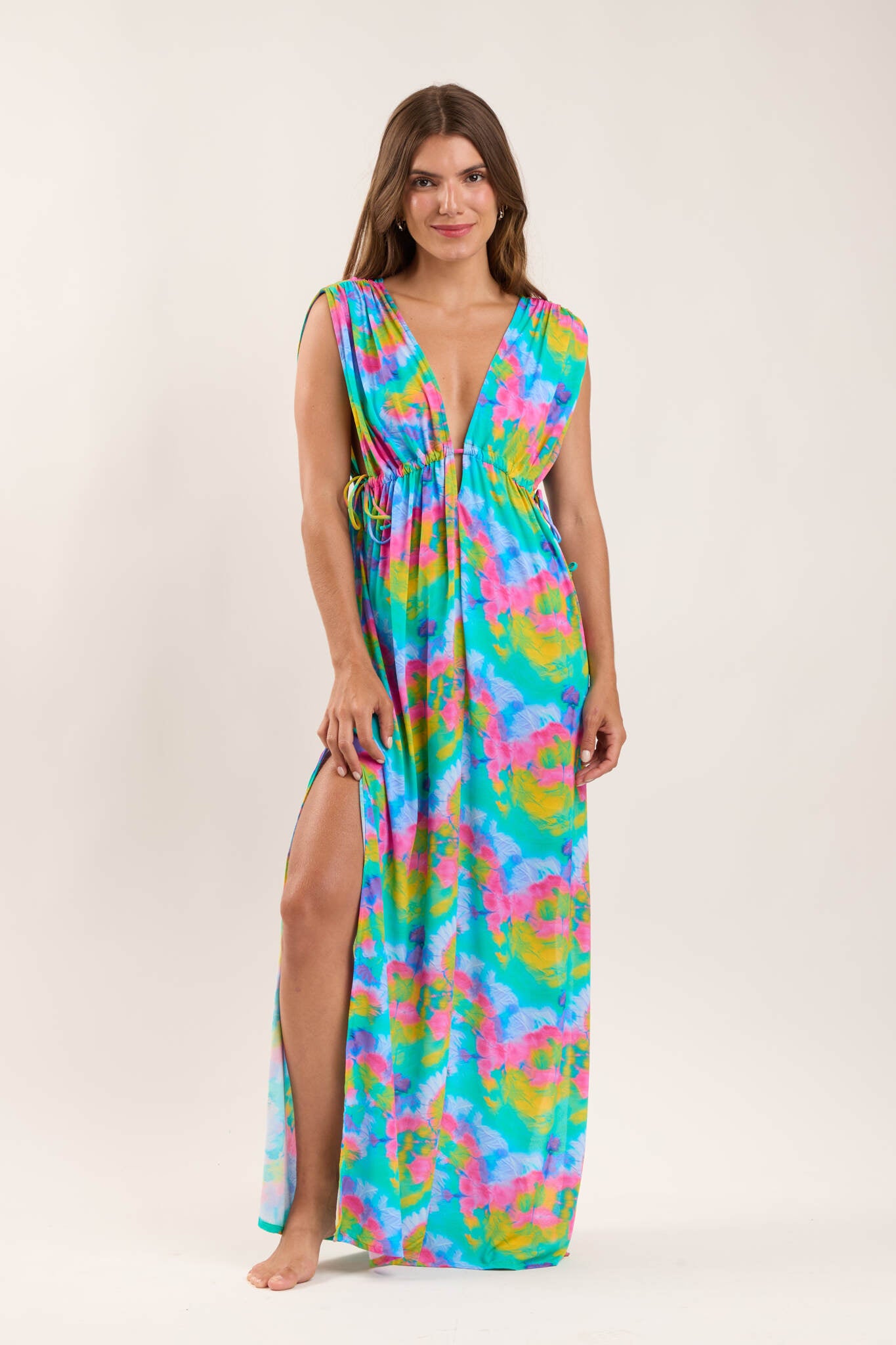 Model Front: Rio De Sol Vestido De Praia Fusion Long Dress Soleil