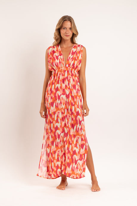 Model Front: Rio De Sol Vestido De Praia Mirage Long Dress Soleil