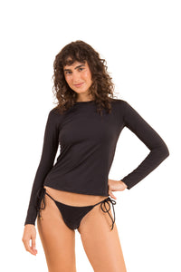 Model Front: Rio De Sol Soutien Nero Rash-Guard