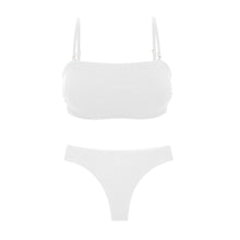 Carregar imagem no visualizador da galeria, Product Front: Rio De Sol Set Set Sand-White Bandeau-Reto Nice-Fio
