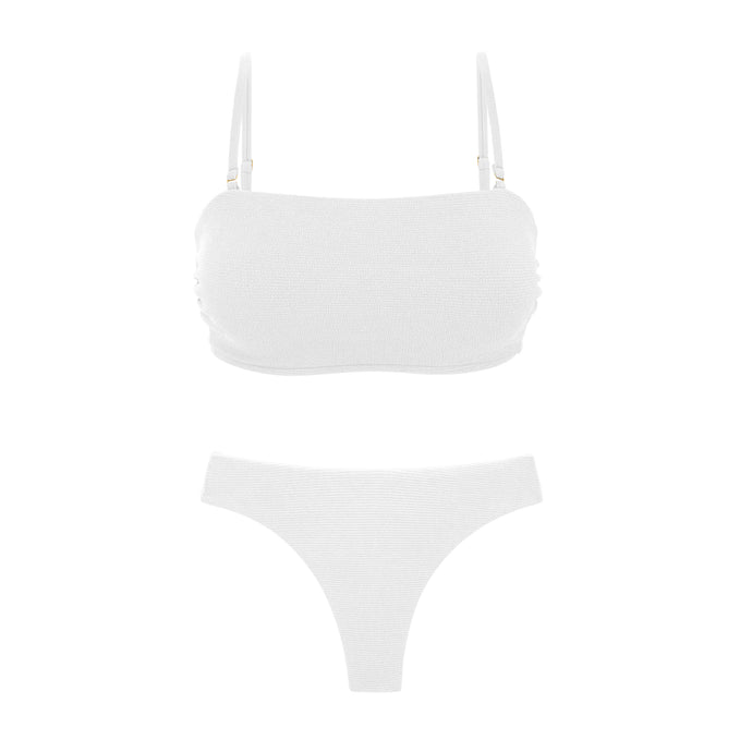 Product Front: Rio De Sol Set Set Sand-White Bandeau-Reto Nice-Fio