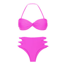 Carregar imagem no visualizador da galeria, Product Front: Rio De Sol Set Set Vita-Pink Twist Highwaist-Spin
