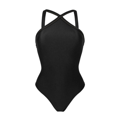 Product Front: Rio De Sol Maiô Shimmer-Black High-Neck