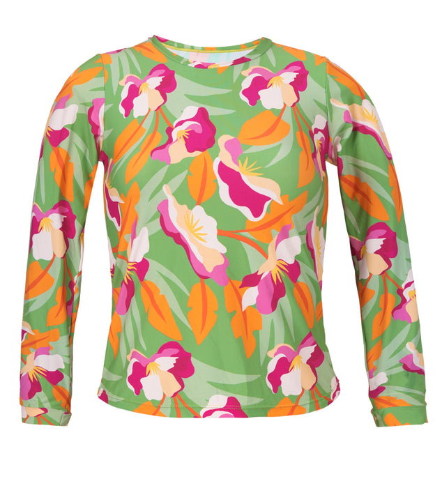 Product Front: Rio De Sol Soutien Top Green-Bloom Rash-Guard
