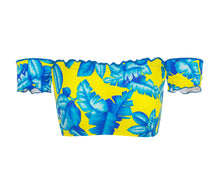 Carregar imagem no visualizador da galeria, Product Front: Rio De Sol Soutien Top Palmeira Azul Off Shoulder

