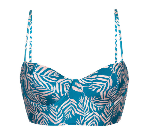 Product Front: Rio De Sol Soutien Top Palms-Blue Balconet-Anna