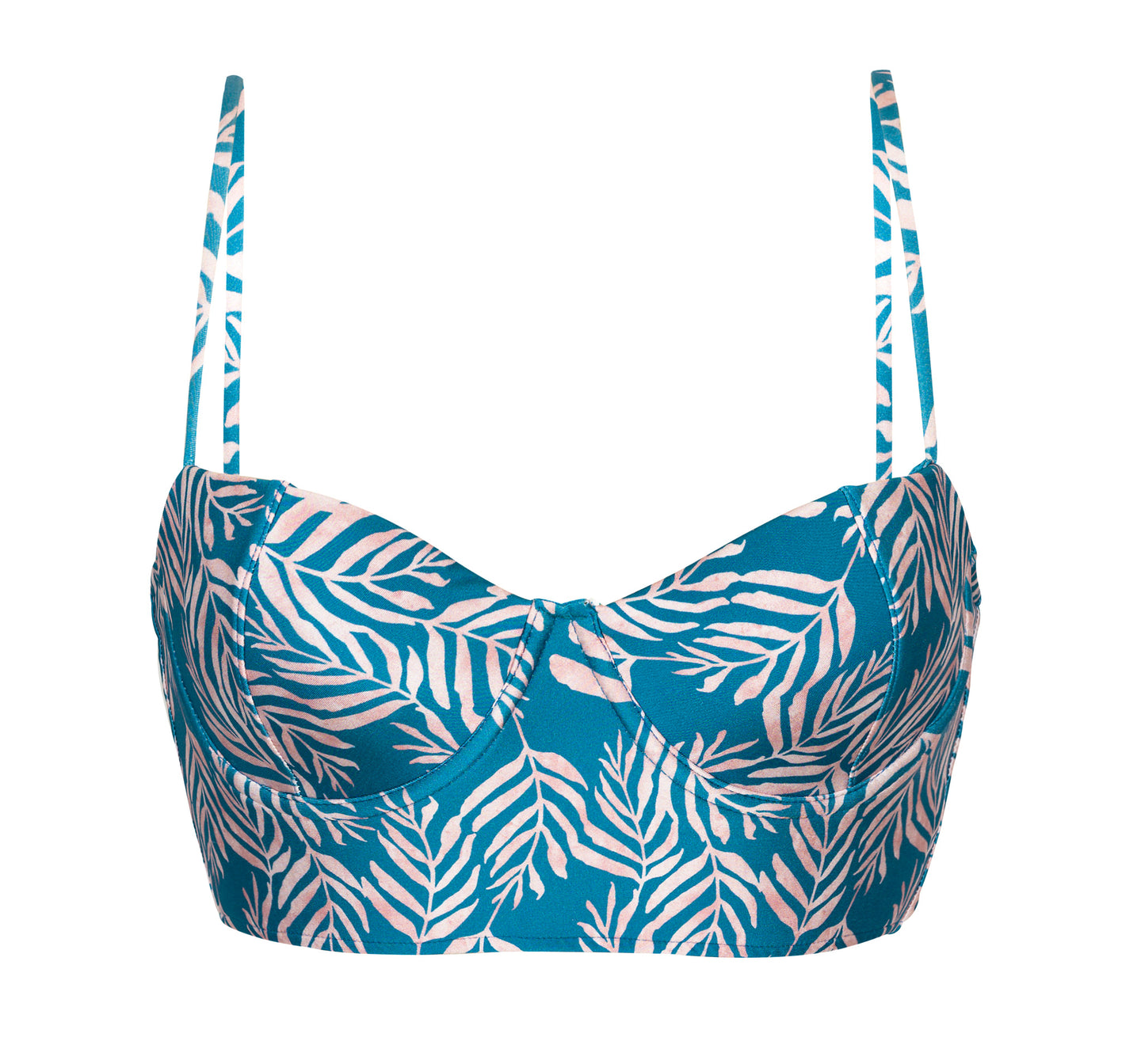 Product Front: Rio De Sol Soutien Top Palms-Blue Balconet-Anna