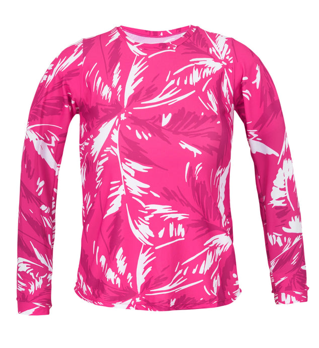 Product Front: Rio De Sol Soutien Top Pink-Palms Rash-Guard