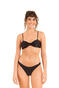 Model Front: Rio De Sol Soutien Top Shimmer-Black Bandeau-Joy