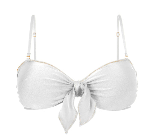 Product Front: Rio De Sol Soutien Top Shimmer-White Bandeau-Knot