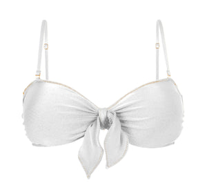 Product Front: Rio De Sol Soutien Top Shimmer-White Bandeau-Knot