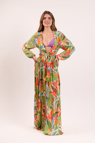 Model Front: Rio De Sol Vestido De Praia Tropical Long Dress Verona